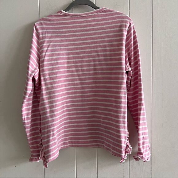 Boden Pastel Pink Striped Cotton Blouse With Ruffle Sleeves - Picture 7 of 13